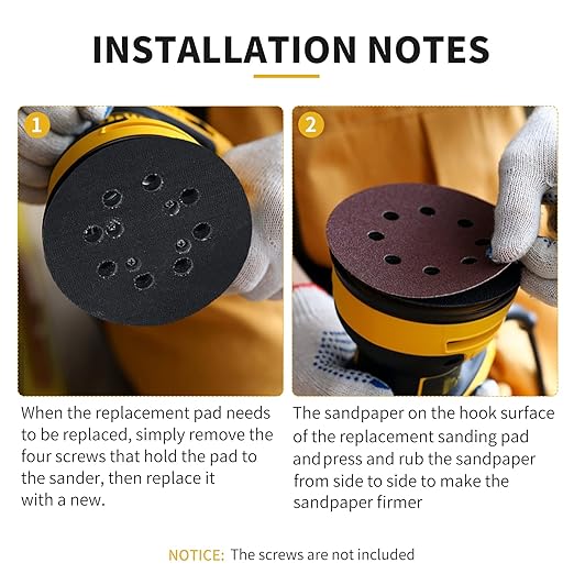 Sander Pad Replacement for Dewalt, 2 Pack 5" 8 Hole Hook and Loop Orbital Sander Metal Pad Compatible with DeWalt DWE6421 6421K DWE6423 6423K DCW210B Random Orbital Sanders (4 Screw Holes)