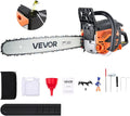 VEVOR 20inch 62CC Gas Powered Chainsaw, 3.8 HP 2 Stroke Engine Gas Power Chainsaws with Non-Slip Handle, Gas Chainsaws with Dual Fuel Tanks, For Wood Cutting, Tree Trimming, and Land Clearing | Power Chain Saw for Logging with Non-Slip Handle, Dual Fue...