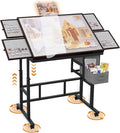 Doerpuz Jigsaw Puzzle Table with Drawers × 6,1500pcs Adjustable Height and Five up Angles Puzzle Tables for Adults with Drawers,Cover,Wheels for Indoor Game in Winter