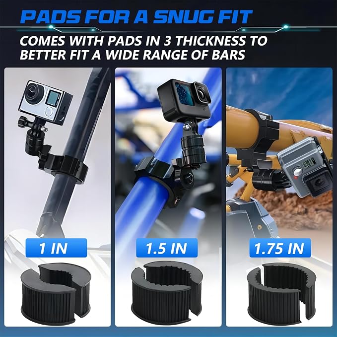 Chelhead Camera Mount Holder UTV ATV Fit for GoPro Hero, SJ, DJL, Insta360