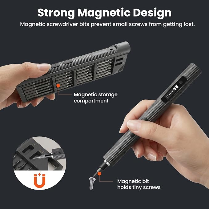 Electric Screwdriver Set, 52 in 1 Mini Precision Screwdriver Set Cordless Screwdriver Rechargeable with 48 Magnetic S2 Bits, Portable Repair Tool Kit for rc Car, Phone, Camera, Laptop