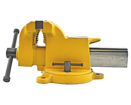 Yost Vises 908-HV All Steel Combination Vise | 8 Inch Jaw Width Pipe and Bench Vise |Secure Grip with Swivel Base | Made of Structural Cast Steel | High Visibility Safety Yellow