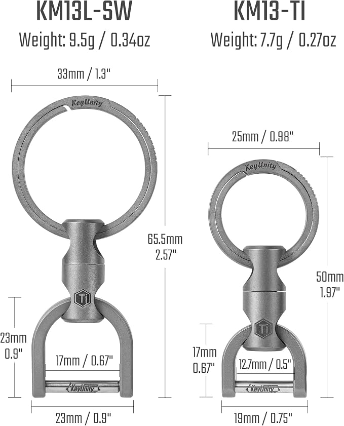 KeyUnity KM13 Swivel Keychain with D Ring Key Shackle, Titanium Rotatable Key Organizer