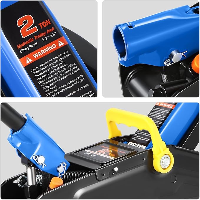 DNA Motoring 2 Ton Car Jack and Stands Kit 2T(4000 lbs) Capacity Low Profile Hydraulic Trolley Service/Floor Jack with 2 Ratchet Stands Combo for Home Garage Shop, Blue, TOOLS-00476