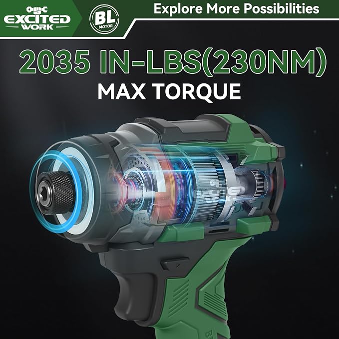 21V Brushless Impact Screwdriver, LAZYLAND 230Nm Electric Cordless Driver Set with Dual 3.0Ah Batteries, Screwdriver Bits and Built-in Led Light for Home
