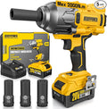 ALLOYPOWER Cordless Brushless Impact Wrench, 1475 ft-lbs (2000N.m), 1/2 High Torque power impact gun, 3-Mode Speed, 4000mAh Battery, 3 Sockets, Electric Impact Wrench Set for Car Tire Truck RV Mower