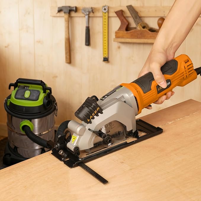 Power Circular Saw,4.8A Mini Circular Saw with Laser Guide,4000RPM Corded Saw Equipped with 3 Pcs 4-1/2" Blades，Maximum Cutting 1-11/16" at 90° and 1-1/8"at 45° for Wood, Soft Metal, Plastic