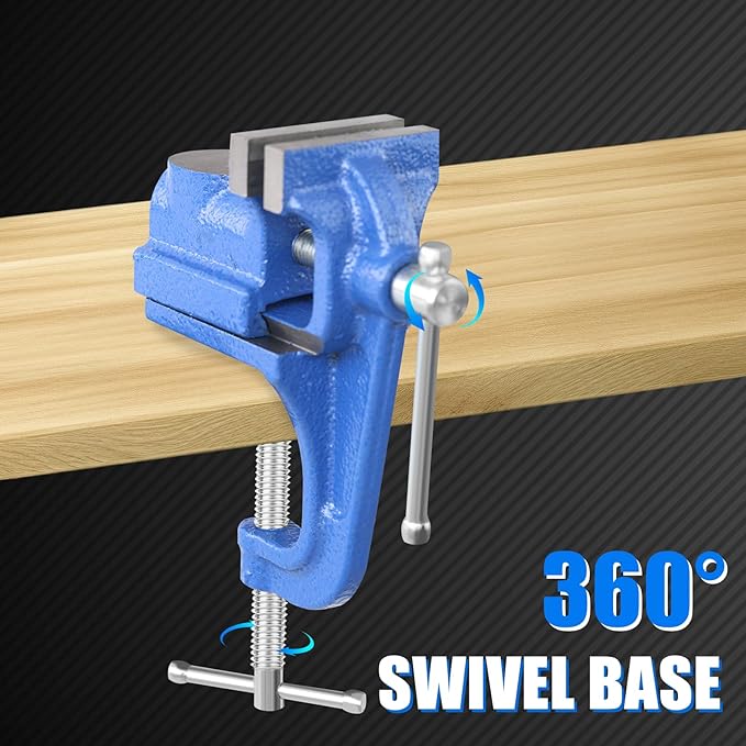 Mini Table Clamp, 2" blue, Small Bench Vise, Upgraded cast steel manufacturing Jewelers Hobby Clamps Craft Repair Tool Portable Work Bench Vise (Mini)