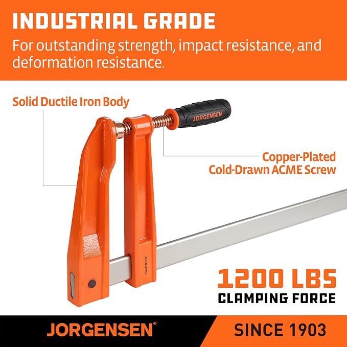 Jorgensen 30-Inch Deep-Reach Throat Bar Clamps, 7" Throat Depth, 2-Pack