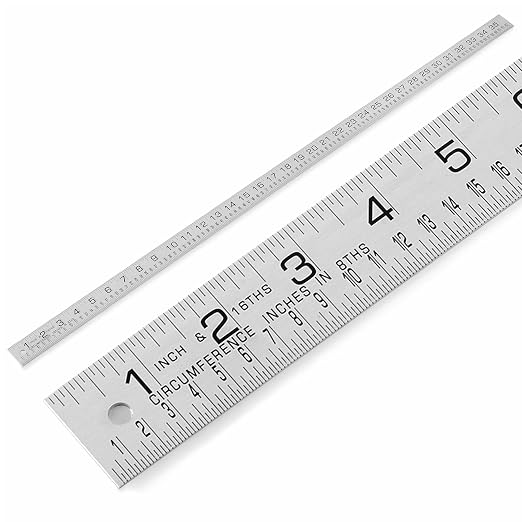 Tellegloww 2 Pcs Steel Ruler 1-1/4 in x 3 ft Machinist Rule Measuring Tool for Machinist Tinner Circumference Measurement Metalworking Industrial Drawing Engineering