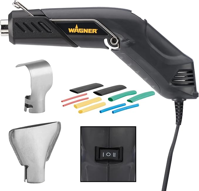 Wagner Spraytech 2410910 HT400 Electric Kit Heat Gun, Heat Gun for Electrical Wire Repair, Shrink Tubing, Shrink Wrapping, Electric Wiring, Auto Body Work, Dual Temperature 680 & 450 Degrees