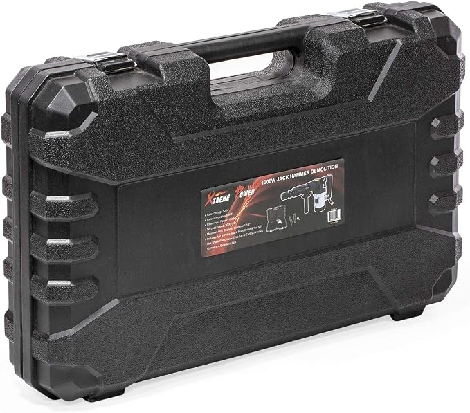 XtremepowerUS SDS-Plus Electric Rotary Demolition Chipping Hammer Combination Rotary Hammer Drilling Chisels & Drill Bits Set with Case (1000W)