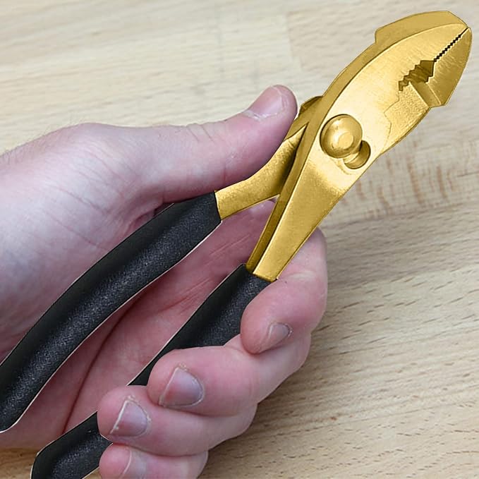 WEDO 2PCS Brass Pliers Set - 6" Slip Joint Pliers, 6" Adjustable Combination Pliers with Non-Slip Handle,For Gripping, Loosening Nuts and Bolts, Cutting Steel Wire,Die-Forged,Corrosion Resistant