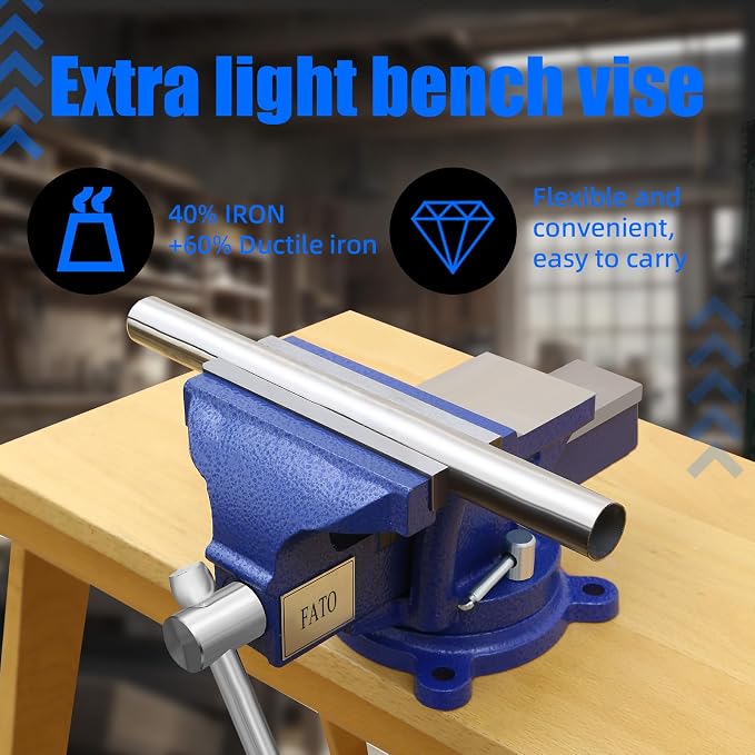 FATO 5” 360° Iron Light Duty Bench Vise, 2500LB