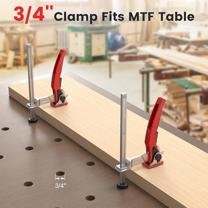 Housolution Bench Dog Clamp, 3/4 inch Dog Holes Workbench Clamp | Adjustable MFT Table Hold Down Quick Fixed Clip, Workbench Accessories for Wood Carving Routing Sanding, 2 Pack