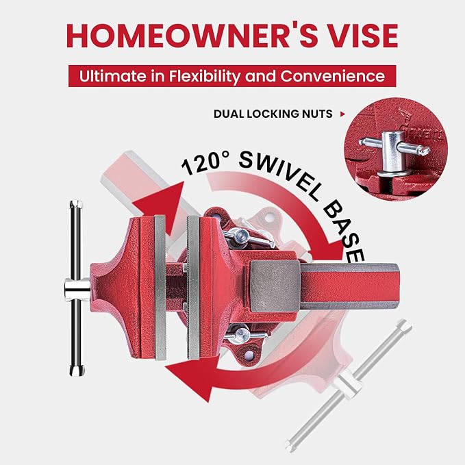 Forward 1306 6 Inch Bench Vise Workbench Vise with Anvil and Swivel Base