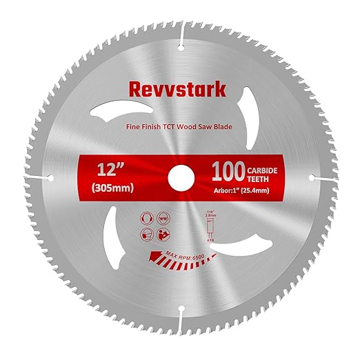 12 Inch 100 Tooth, Carbide Tipped Teeth, TCT Saw Blades for Cutting Various Wood, Plastic and Composite Materials with 1-Inch Arbor