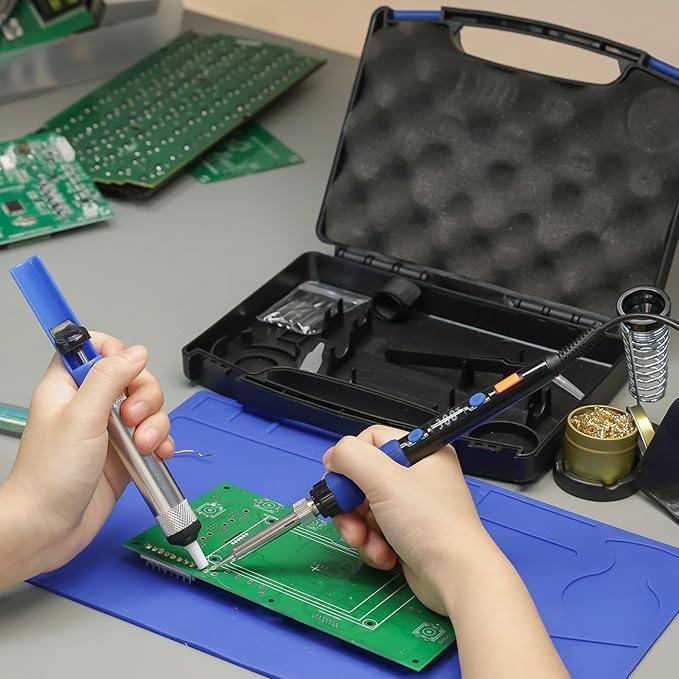 YIHUA 928D Soldering Iron Kit, 65W Soldering Iron, Fully Digital, Display °F/°C, Temperature Control, Accuracy 194~896℉- Soldering Kit with Sleep Function, Temp. Correction Function, Holder &more.