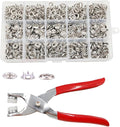200 Sets Snaps Button Kit,Metal Snap Buttons with Fastener Pliers and Snap on Button Kit,Press Tool Kit Perfect for DIY Clothing and Crafts(Chrome,9.5mm)