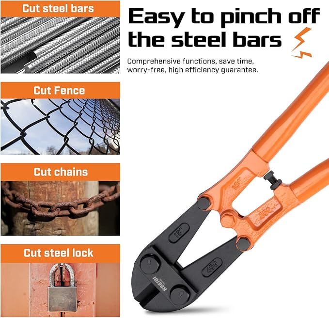 KSEIBI 141600 Heavy-Duty Large Size Bolt Cutter 42" for Cutting Fence, Steel Wire, Chain, Screws, Rivet, and Padlock, Metal Rods with Soft Grip Rubber Ergonomic Handle Cutters 1050mm