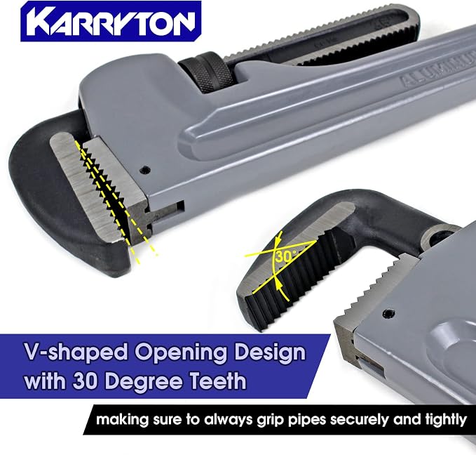 36 Inch Aluminum Pipe Wrench, 6-1/4"/158mm Adjustable Cr-Mo Jaw Opening Heavy Duty Aluminum Straight Handle Plumbing Wrenches, Perfect Plumbers Tool Exceed GGG Standard (36-INCH)