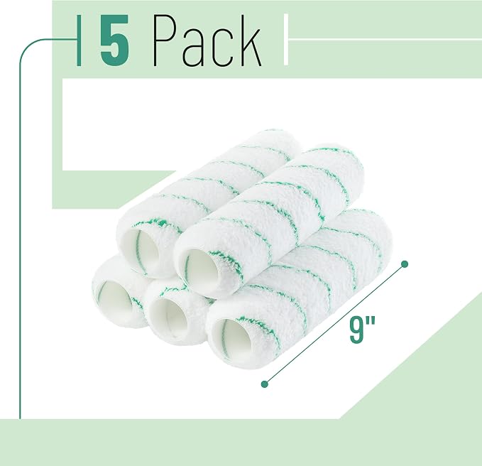Bates- Paint Roller Covers, 9", 5 Pack, Teal Stripes, Covers for Paint Rollers 9 Inch, 9 Inch Paint Roller Covers, Paint Roller Cover, Paint Roller Covers 9 Inch, Large Paint Roller Covers
