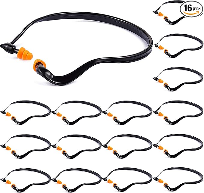 BBTO Banded Earplugs for Shooting Range Band Ear Plugs Lightweight Silicone Earplugs for Hearing Protection, Noise Reduction, Work, Construction, Sleeping, Concerts, Sports Racing(Orange,16 Pcs)