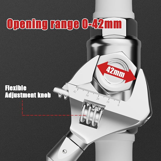 VANPO Adjustable HVAC Digital Torque Wrench, 2.2-44.3 Ft.lb/3-60Nm | 42mm Jaw & 1/2" Ratchet, 9×12mm Open End, ±2% Accuracy, Buzzer, Vibration, LED Indicator for Split AC, Motorcycle, Plumbing