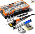 Soldering Iron Premium Kit, 60W Soldering Gun with Ceramic Heater, 12-in-1 Soldering Tool, Adjustable Temperature 200 to 450°C, Includes Soldering Iron Tip, Solder Wire, Pump and Paste