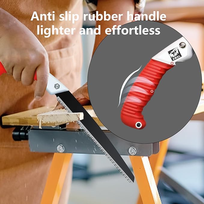Medium Length japanese pull saw with Super Sharp Teeth,Thickened SK5 Steel,for Home Pruning, Logging, Landscaping,Three Sided Grinding,10.5"