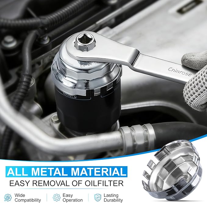 35PCS Oil Filter Wrench Set, 1/2" Drive Cup Type, Stainless Steel | 35PCS oil filter wrench set, stainless steel, 1/2" drive, cup type, with drain plug sockets, fits most cars & SUVs.