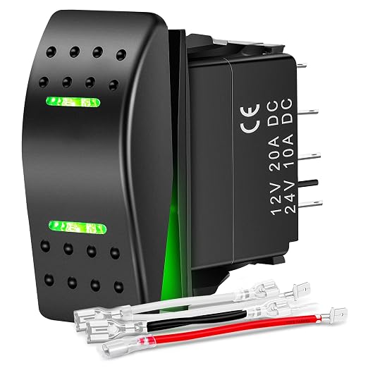 Nilight Waterproof Rocker Switch Toggle ON Off ON Switches DPDT 7Pin 12V 24V Jumper Wires Winch Pump Switch for Cars Trucks Caravans Boats RV SUV ATV UTV