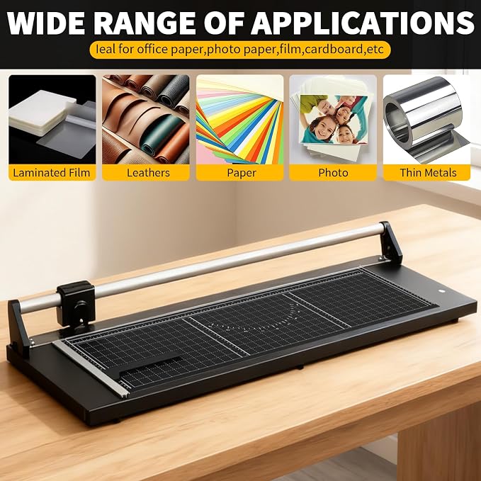 36 Inch Manual Precision Rotary Paper Trimmer,Heavy Duty Rolling Cutter Tool,Professional Rolling Trimmer for Cutting Photo Paper,Card Stock,Office Paper