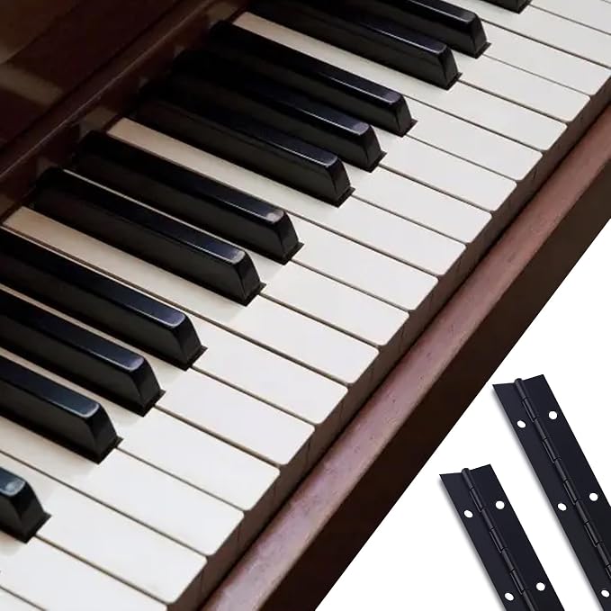2PCS Heavy Duty Piano Hinge 24 Inch x 1.2 Inch Open Width Stainless Steel Black Continuous Hinge for Cabinet, Door, DIY Wood Boxes, 0.047" Leaf Thickness