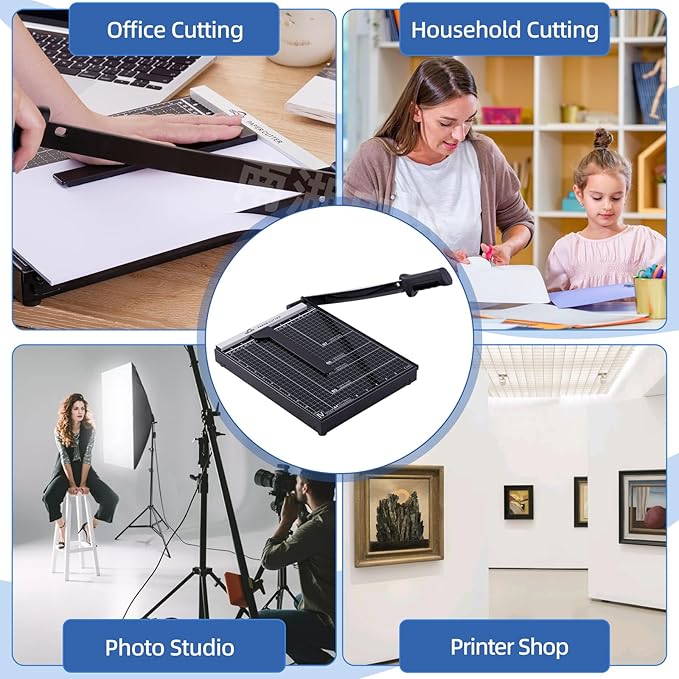 ISDIR 12” Heavy Duty Metal Paper Cutter - 15 Sheet High Capacity Guillotine Trimmer with Blade Safety Lock & Magnetic Guide, Professional Craft Cutter for Cardstock, Photos, DIY & Office