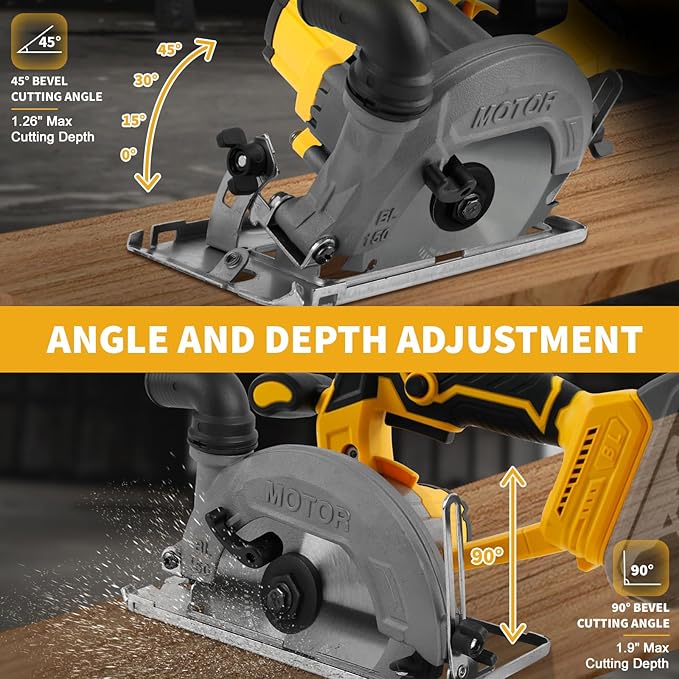 6 Inch Circular Saw Compatible with Dewalt 20V Max Battery(No Battery), Brushless Round Saw Kit, 0-45° Cutting Bevel, 6200 RPM, Idea for Wood Plastic Soft Metal