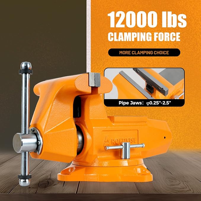 5"Bench Vise, 5.5"Jaw Opening 360° Swivel Base 3.5" Throat Depth