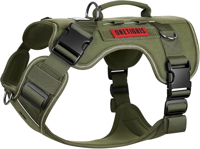 OneTigris No Pull Tactical Dog Harness for Medium Large Dogs | Reflective K9 Working Easy Control Vest – Adjustable Dog Harness with Hook & Loop Panels for Walking, Hiking & Training