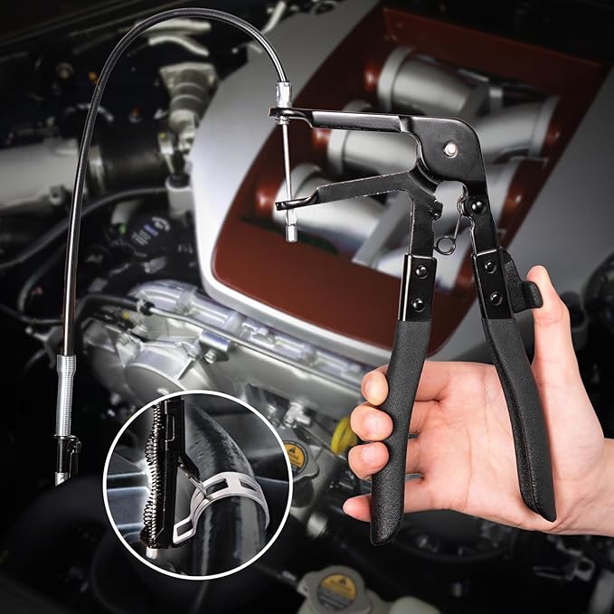 Toolwiz Hose Clamp Pliers and 27" Flexible Hose Clamp Plier, 2 Pcs Hose Clamp Pliers Set with Locking Device, Hose Clamp Tool Spring Clamp Pliers for Ring-Type or Flat-Band Hose Clamp
