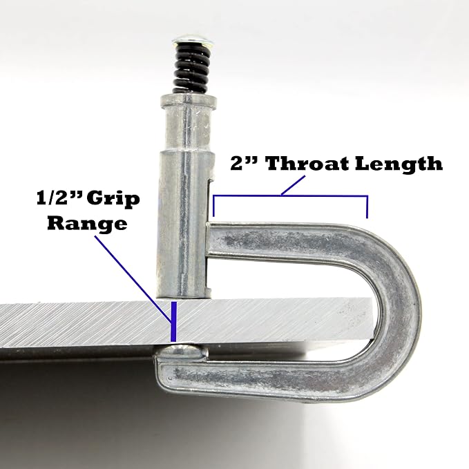 Spring tension clamp for sheet metal work, Side grip clamp with 2" reach and 1/2" grip. Cleco style clamp.