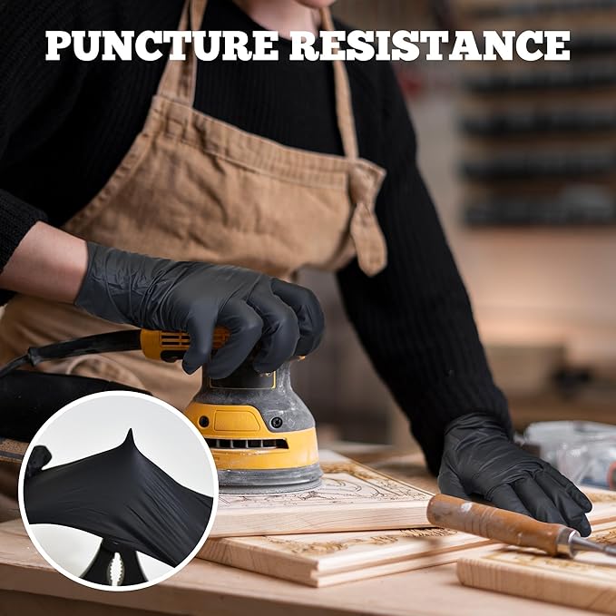 TitanFlex Disposable Nitrile Exam Gloves, 6-mil, Black, Heavy Duty, Latex Free, Food Safe for Cooking & Food Prep
