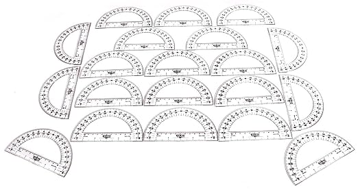 hand2mind Clear, Plastic, Student Math Protractor Set for Classroom (Pack of 100)