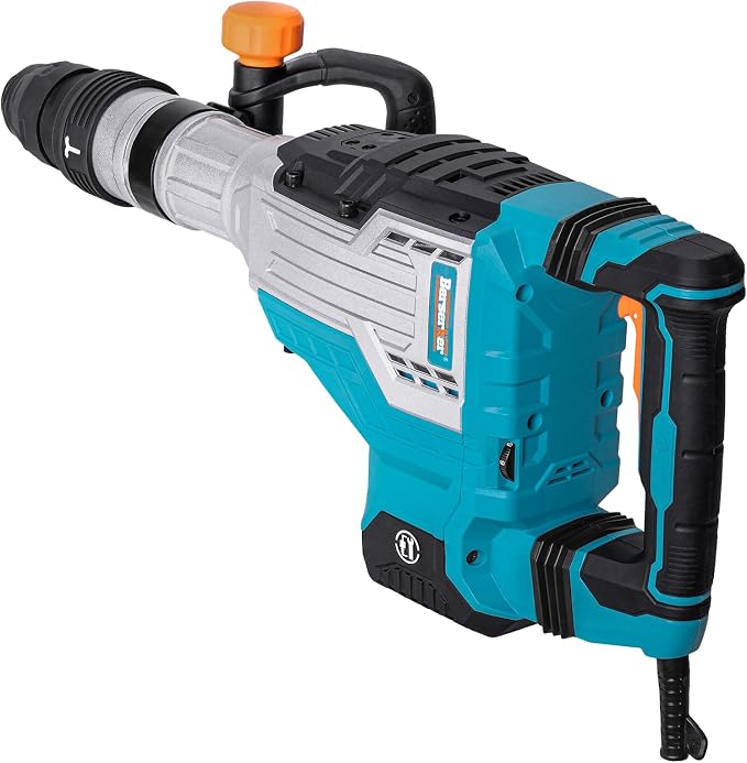Berserker 1700W 25-Pound SDS-Max Demolition Jack Hammer 65H,14-Amp Corded | Inline Medium & Heavy duty Electric Concrete/Pavement Breaker with Variable Speed,Vibration Control,Carrying Case & 2 Chisels