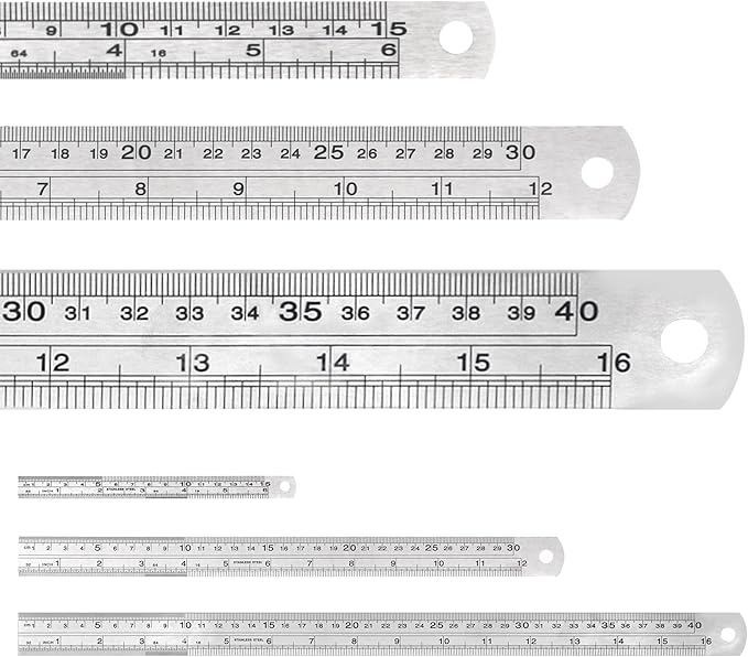 Mr. Pen- Metal Straight Edge Ruler, 3 pcs, 6", 12", 16", Stainless Steel Ruler Set, Imperial & Metric Measurements for Drawing, Home, Office, Engineering