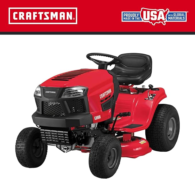 CRAFTSMAN 36" Gas Riding Lawn Mower with 11.5 HP* Briggs and Stratton Single-Cylinder Engine, Gas Lawn Tractor with 7-Speed Transmission, Red/Black (13AC77XYA93)
