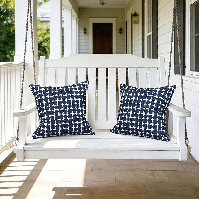 LVTXIII Outdoor Throw Pillows, Decorative Throw Pillows with Inserts, 20"x20" Square Pillows for Bed, Couch, Sofa and Patio Furniture, Set of 2, Tie-dye Navy