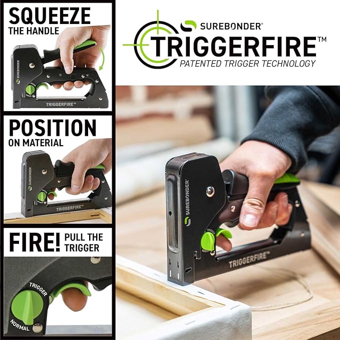 Surebonder TRIGGERFIRE Staple Gun Kit with 1250, 3/8", T-50 Type, Steel Staples