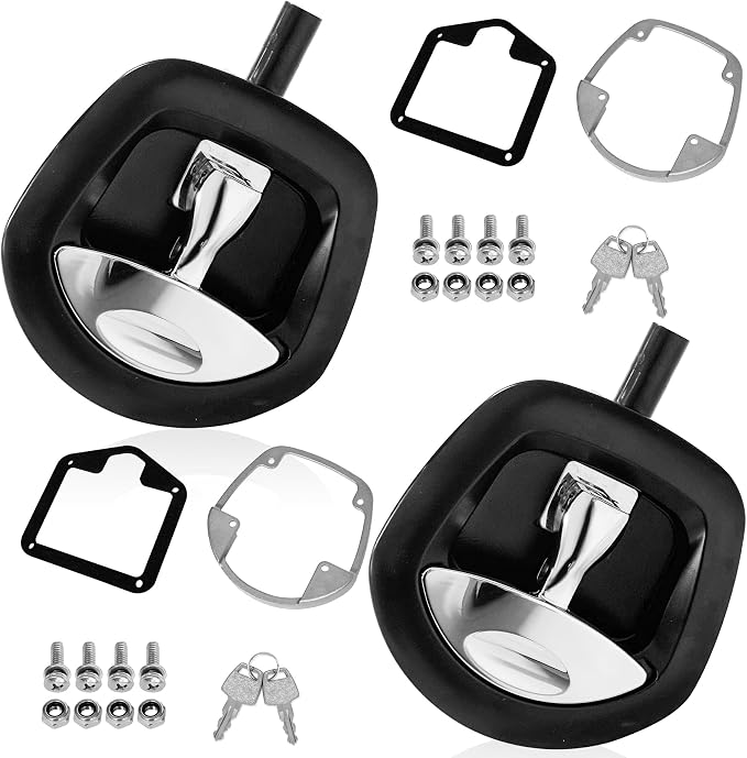 2Pcs Compression Whale Tail Locks Truck Tool Box Latch Toolbox Fishtail Lock Lever Replacement T Shaped Handle Paddle Lock with Key Suitable for Truck RVs Trailer Box Silver