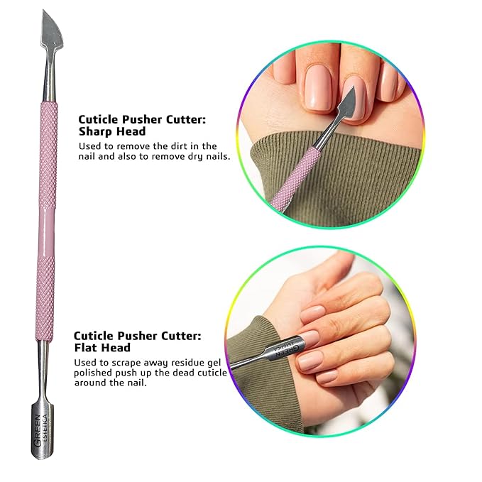 Professional Cuticle Trimmer Nail Cuticle Cutter Stainless Steel Cuticle Nippers with Sharp Blades Double Spring Manicure Tools for Nail Care Pedicure Home Spa (Rose - Pusher Included)