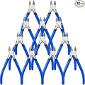 12 Pack Wire Cutters Bulk 6 Inches Blue Precision Flush Cuts Small Cutting Pliers for Craft Jewelry Making Electrical